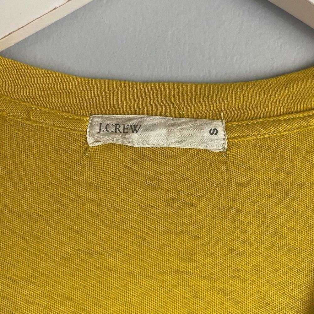 J.Crew T Shirt Vintage Y2K Lagenlook Patchwork Yellow Flower Vneck sz S Cotton - Picture 2 of 6